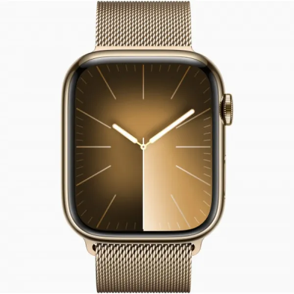 Apple Watch Series 9 45mm Gold Stainless Steel Case Millanes Gold Band